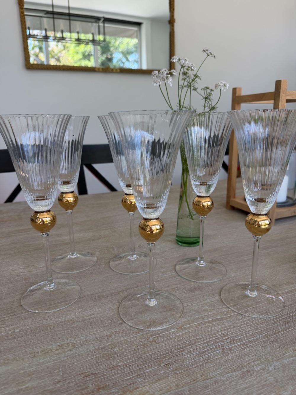 🌱Vintage Crystal Champagne Glasses with Gold Ball Stem Features-Classic Elegance